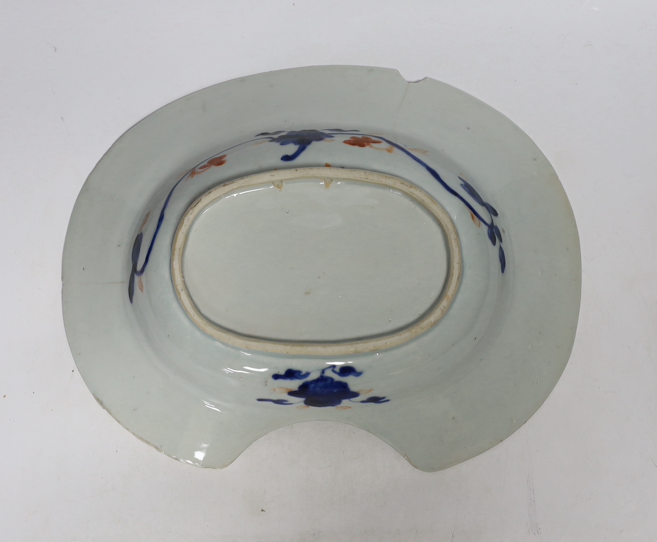 An 18th century Chinese Imari barber's shaving bowl, 33cm wide